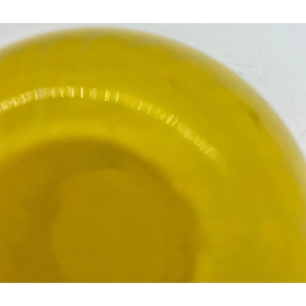 yellow vase Studio heavy glass yellow stripe pattern unknown no signature spring